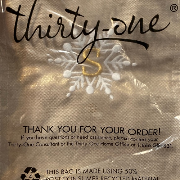 Thirty one bags small essential tote Gold Metallic snowflake NWT retired bag - Picture 2 of 10